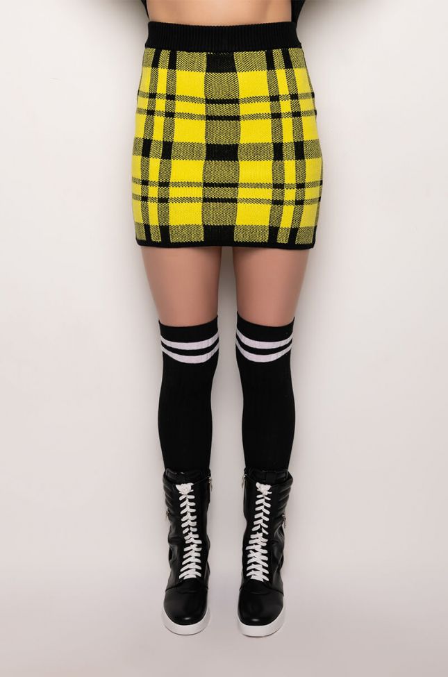 Front View Arent You Plaid To See Me Knit Mini Skirt