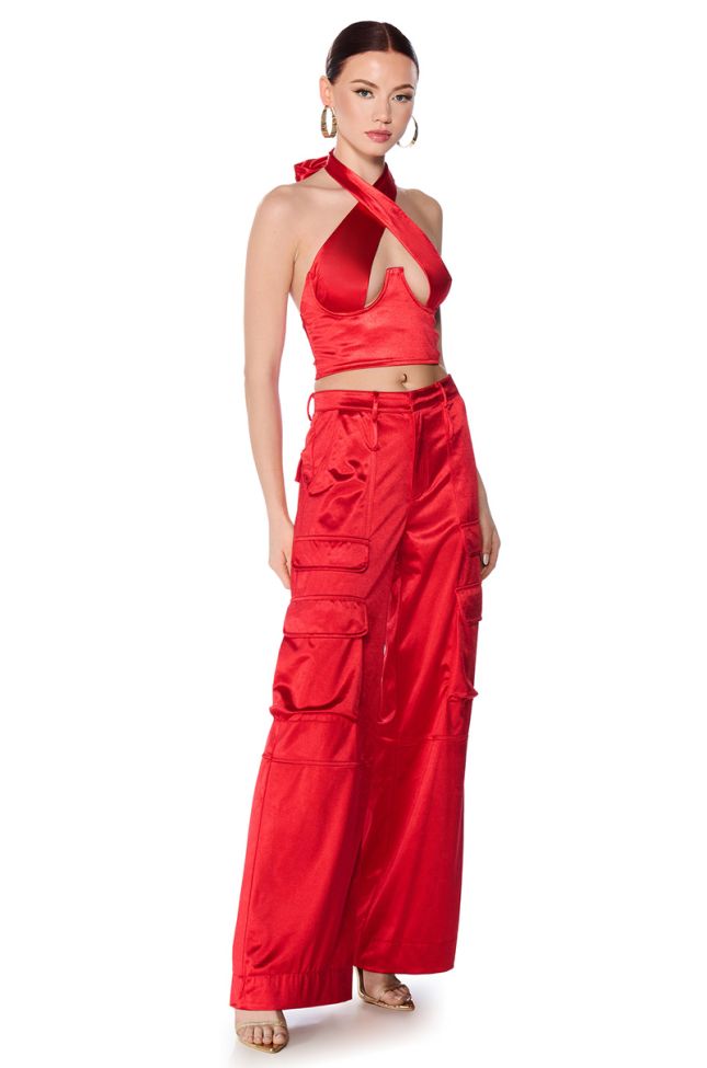 Side View Astra Wide Leg Cargo Pants In Red