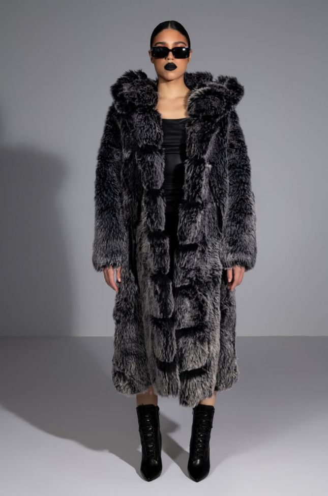 Side View Azalea Wang All That Faux Fur Long Coat