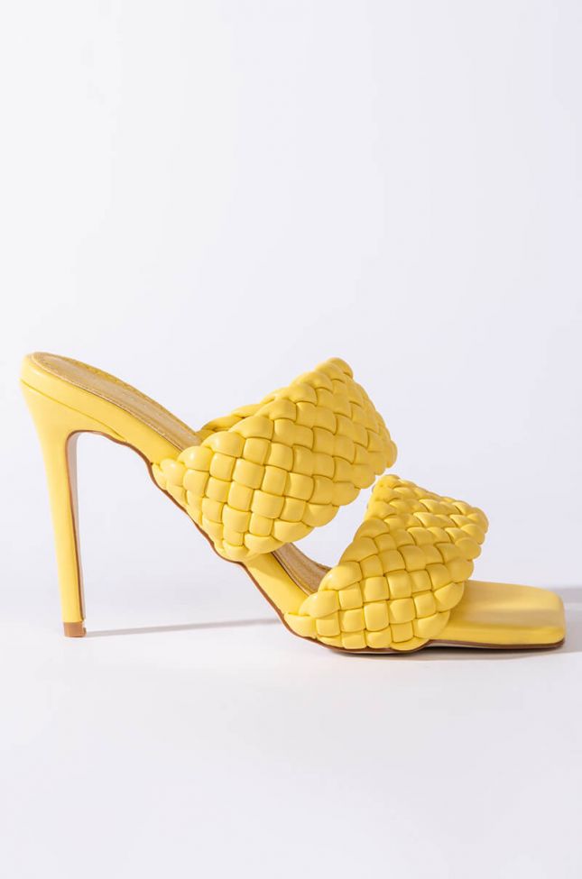 Front View Azalea Wang All Your Love Stiletto Sandal In Yellow