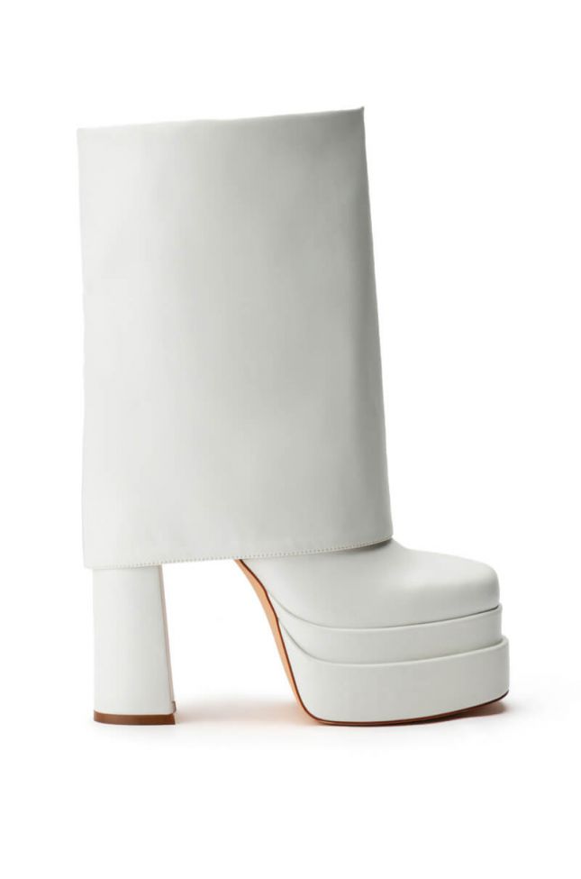 Side View Azalea Wang Baby Fold Over Chunky Boot In White