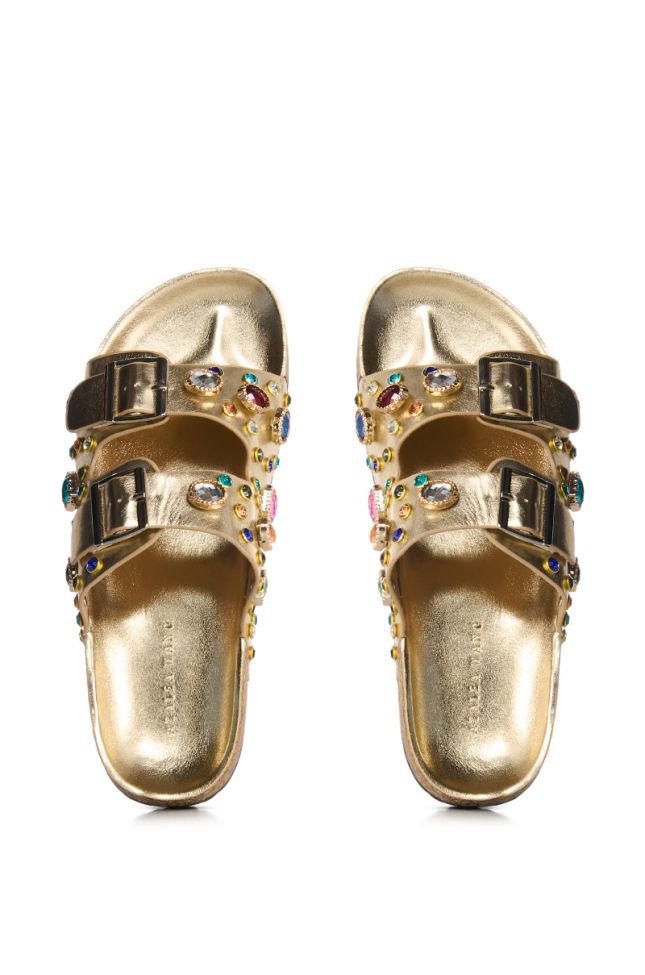 Back View Azalea Wang Bayleaves Gold Embellished Sandal