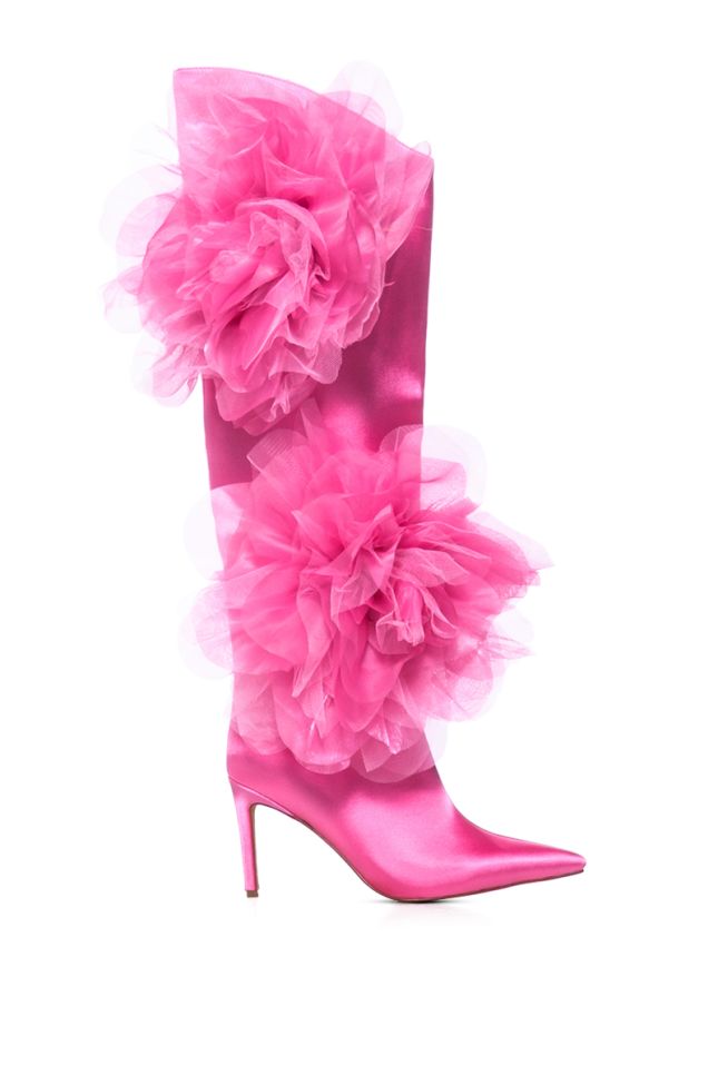 Side View Azalea Wang Blossomed Pink Flower Detail Boot