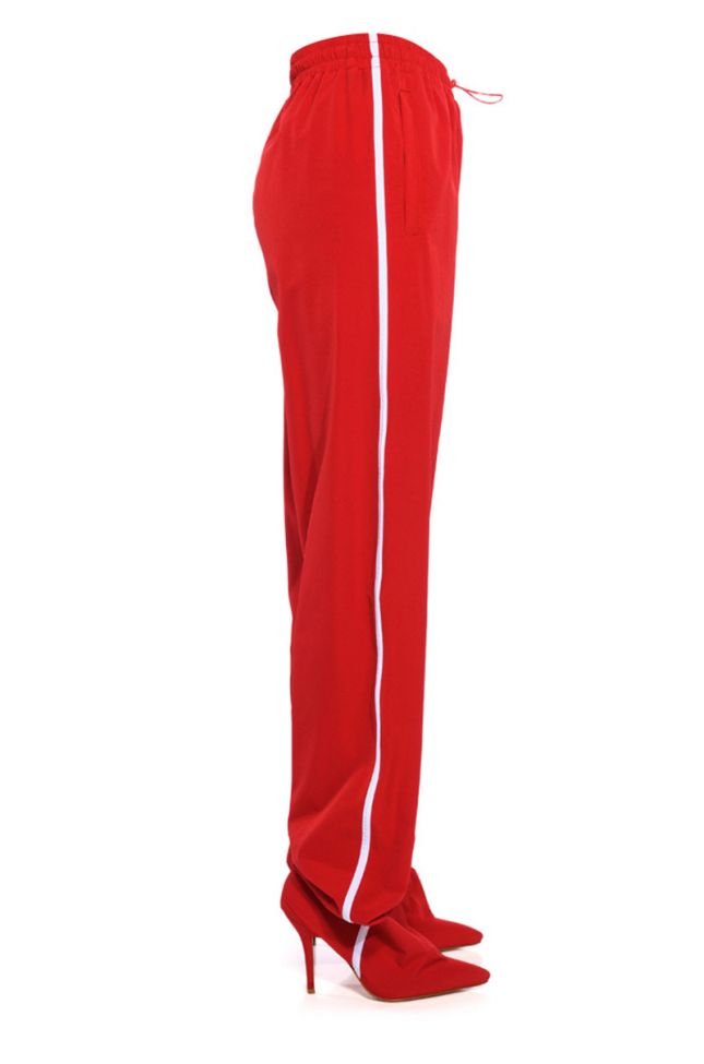 Side View Azalea Wang Boot Track Pant In Sage Red