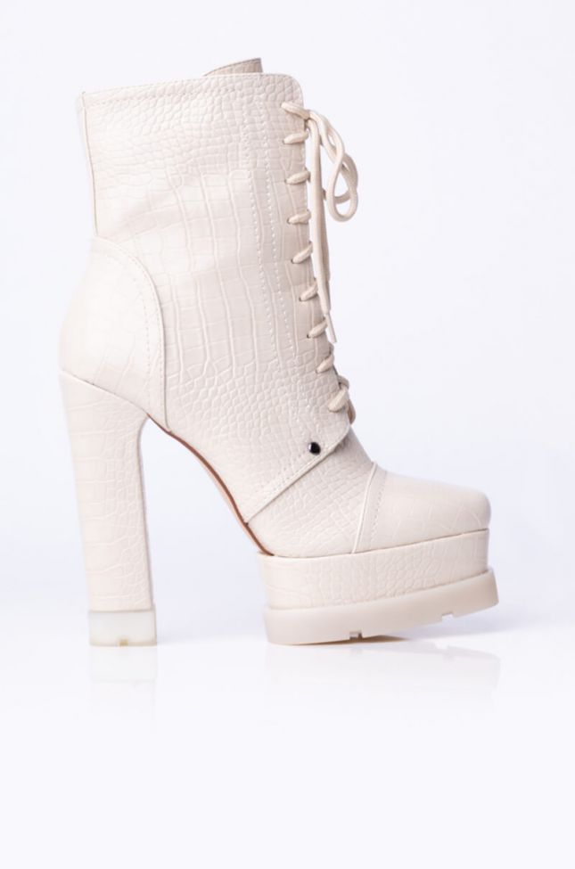 Back View Azalea Wang Dont Call Me Yours Chunky Bootie In Bone in Bone