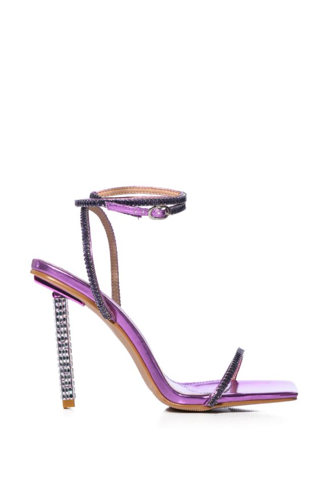 Side View Azalea Wang Elven Purple Diamond Heel Sandal