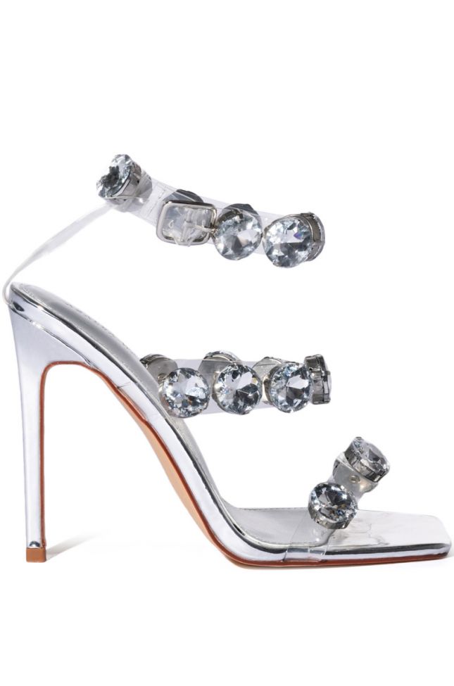 Side View Azalea Wang Everly Blinged Out Stiletto Sandal In Silver