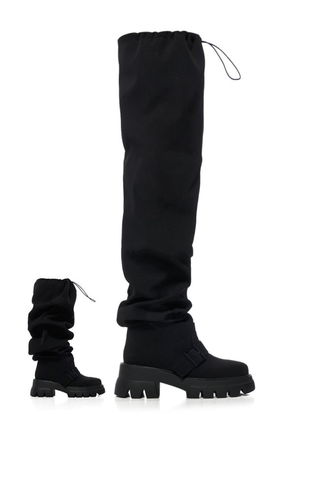 Extra View Azalea Wang Frappe Over The Knee Chunky Boot In Black