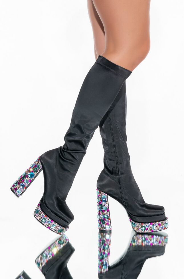 Front View Azalea Wang Get Down With You Chunky Bootie In Black