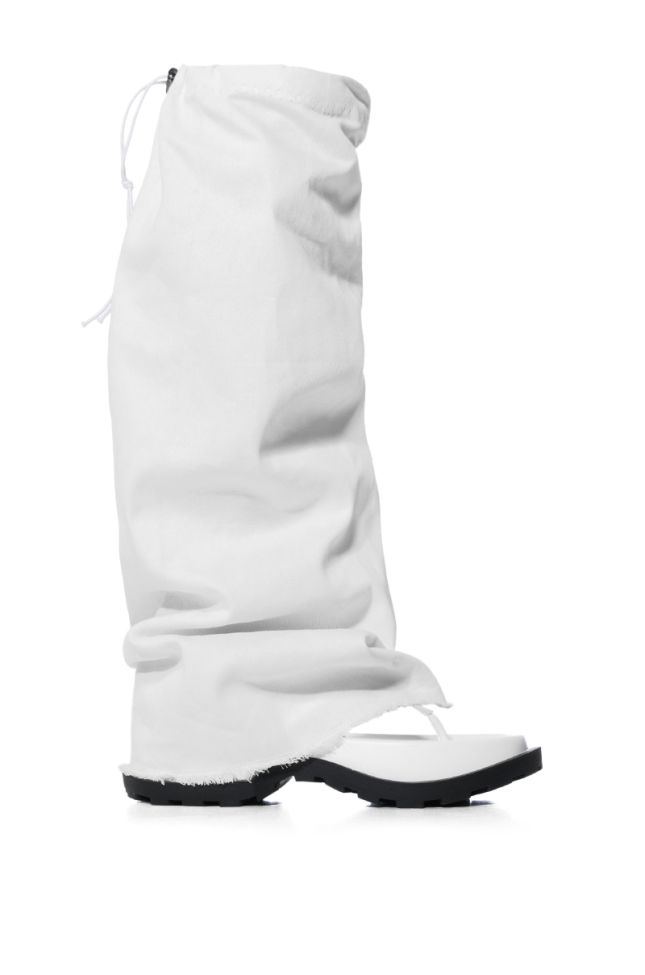 Detail View Azalea Wang Get The Look 2 In 1 Flip Flop Leg Warmer Sandal In White