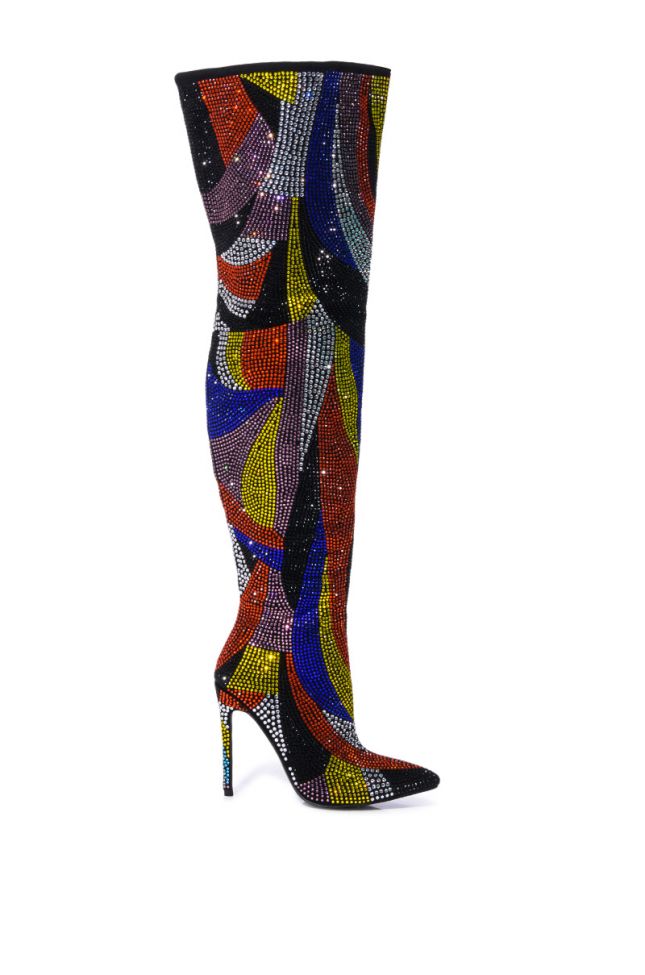 Side View Azalea Wang Glamorous Embellished Stiletto Boot