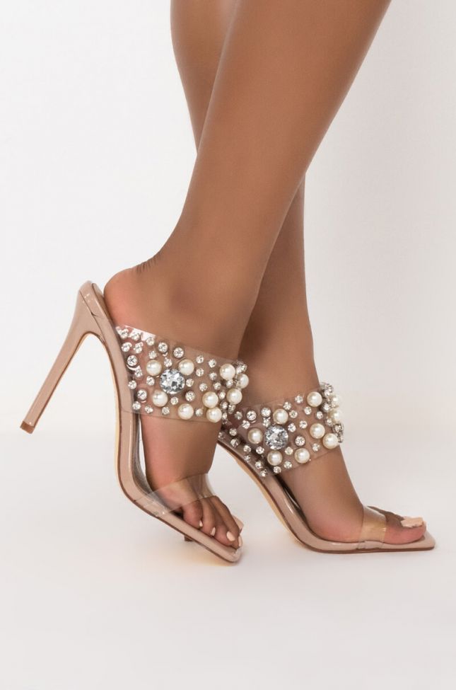 Side View Azalea Wang Hold On To Me Stiletto Sandal In Nude