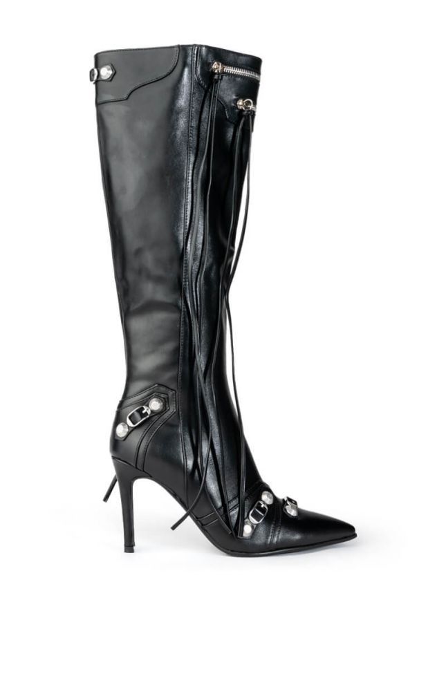 Side View Azalea Wang Just For You Stiletto Boot In Black