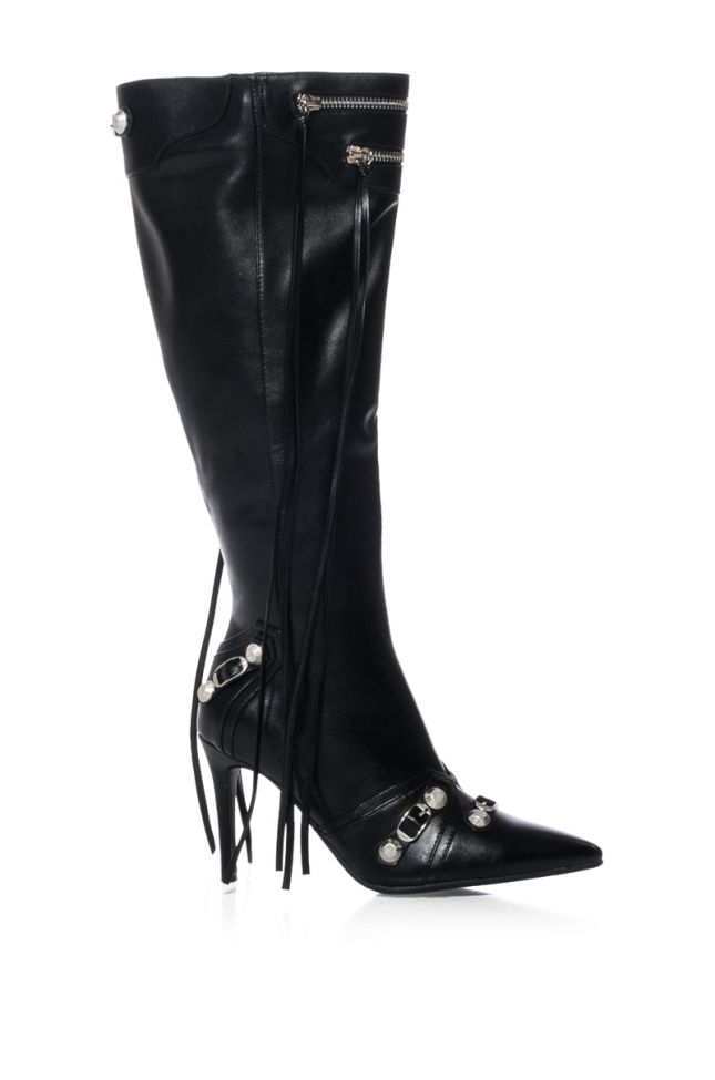 Side View Azalea Wang Just For You Stiletto Boot In Black