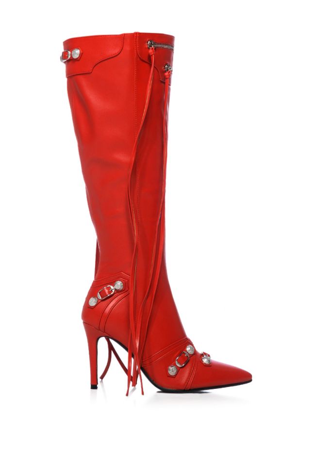 Side View Azalea Wang Just For You Stiletto Boot In Red