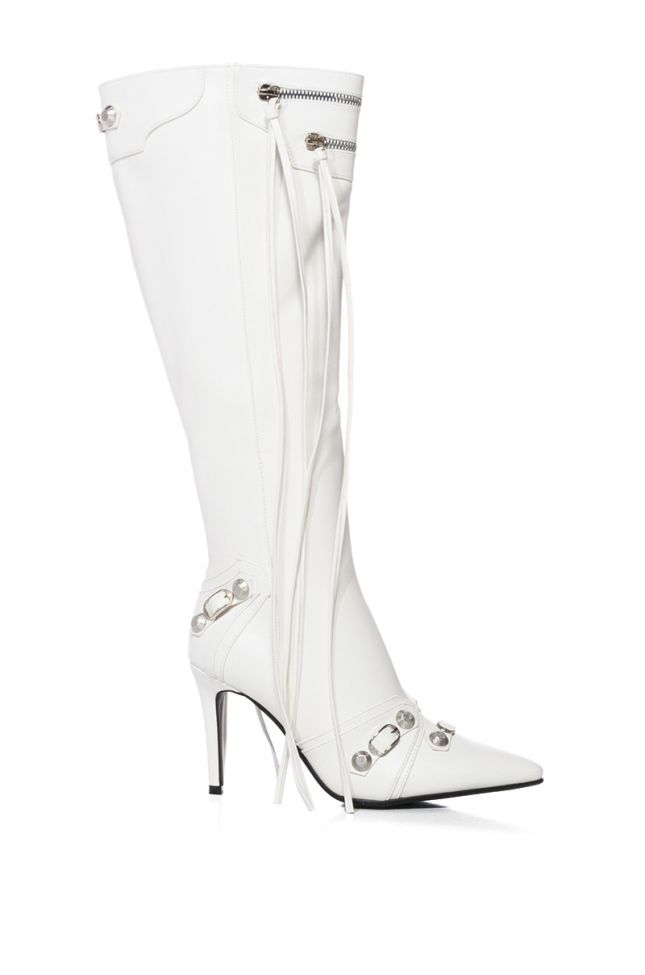 Side View Azalea Wang Just For You Stiletto Boot In White