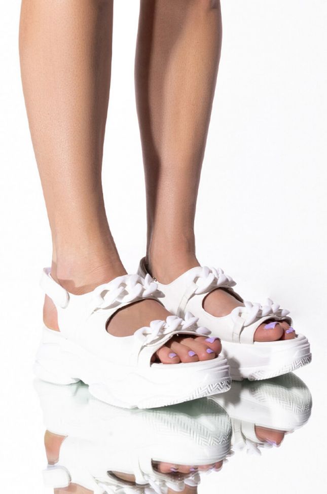 Front View Azalea Wang Keep On Moving Flatform Sandal In White