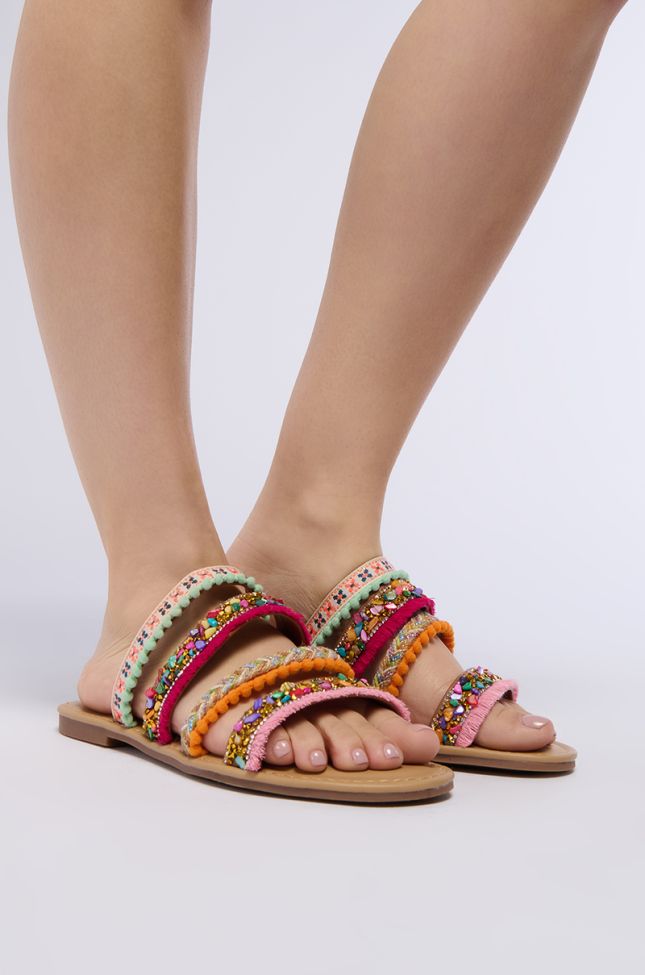Front View Azalea Wang Lucena Multi Embellished Sandal
