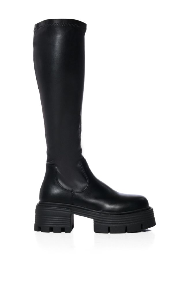 Side View Azalea Wang Lynx Boot With 4 Way Stretch In Black
