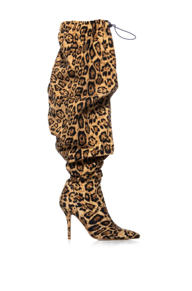 Full View Azalea Wang Mantis Baggy Thigh High Boot In Leopard