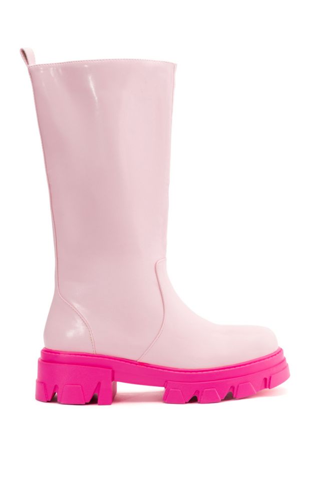 AZALEA WANG MY ALL FAUX LEATHER BOOT IN PINK