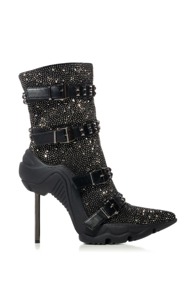 Extra View Azalea Wang My Energy Embellished Bootie In Black