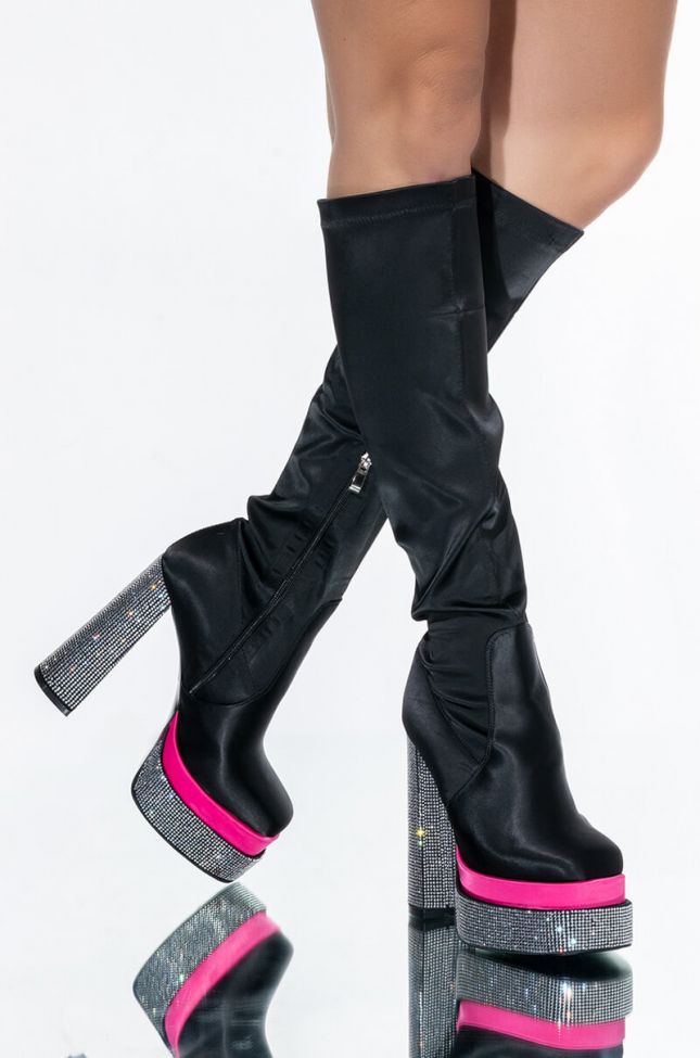 Front View Azalea Wang Name Your Price Chunky Boot In Black