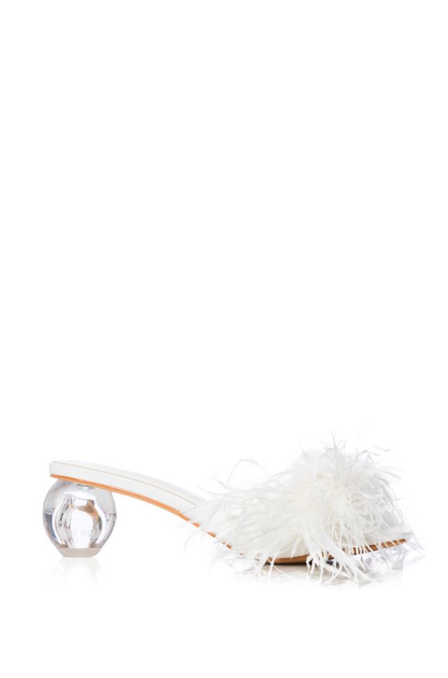 Side View Azalea Wang Of A Feather Bubble Heel Sandal In White