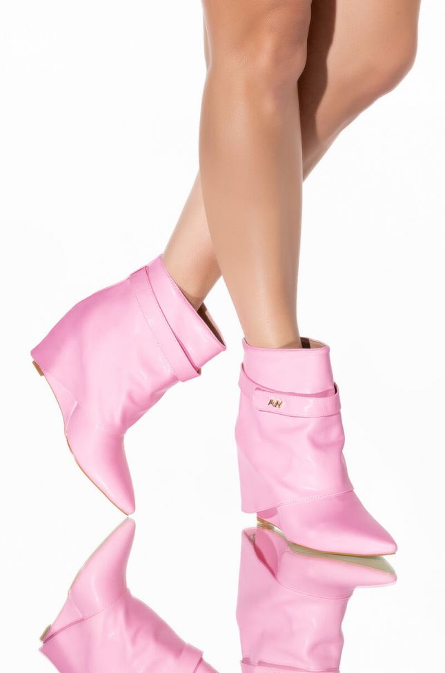 Front View Azalea Wang Off The Grid Wedge Bootie In Light Pink