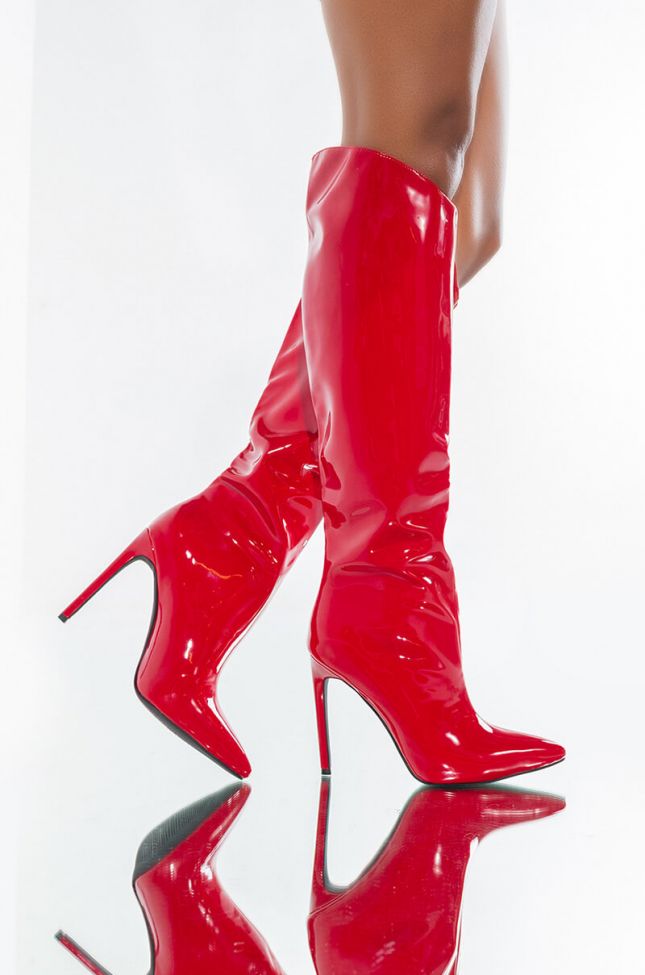 Front View Azalea Wang Prove Me Wrong Stiletto Boot In Red
