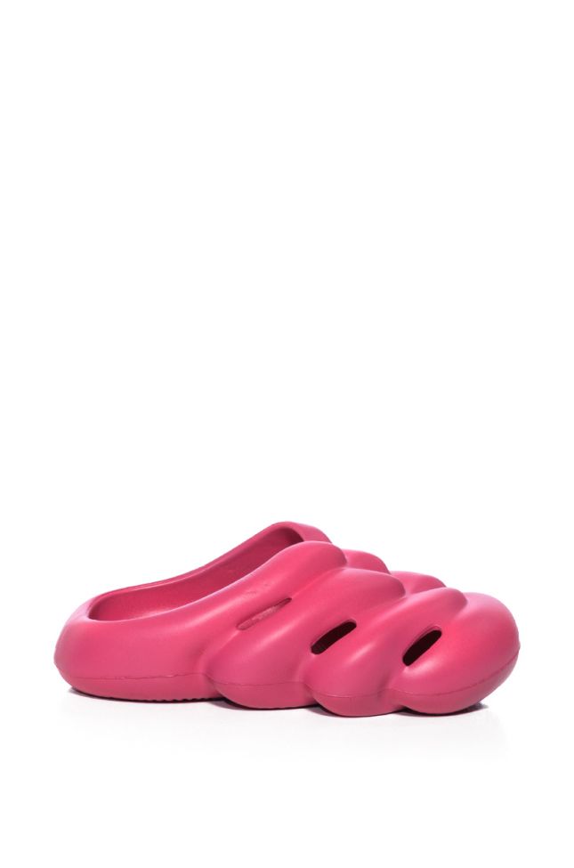 Side View Azalea Wang Rumble Rubber Flat Sandal In Pink