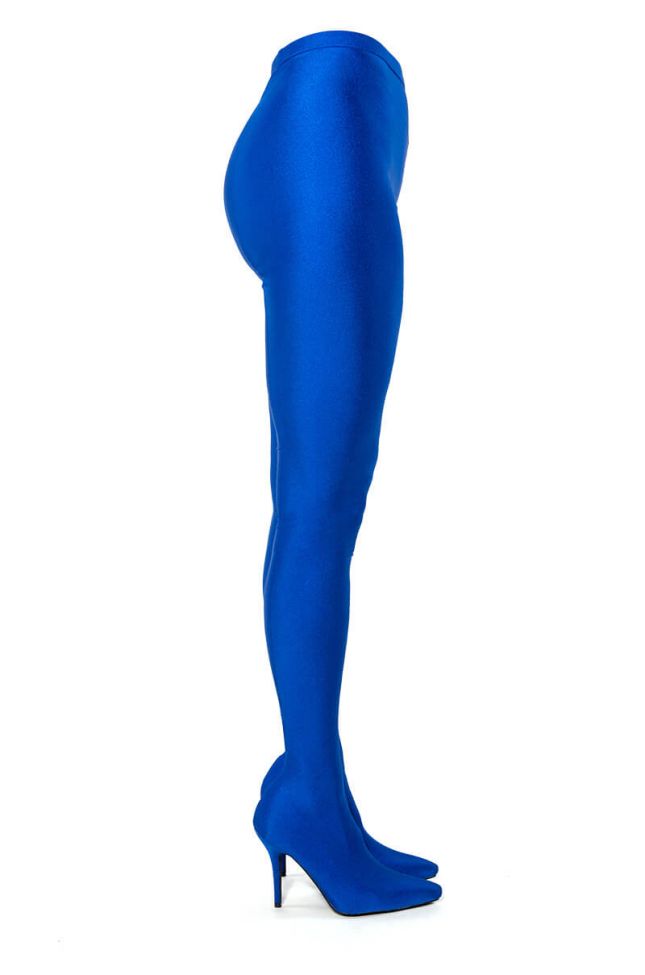 Extra View Azalea Wang Star Stretch Stiletto Pant Boot In Blue
