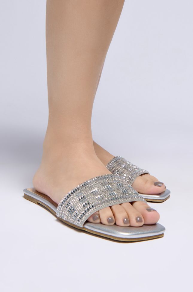 Front View Azalea Wang Stazie Silver Embellished Sandal