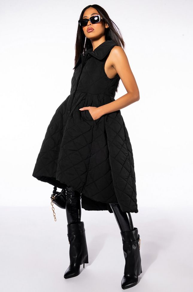 Side View Azalea Wang Stepping Out Quilted Peplum Vest