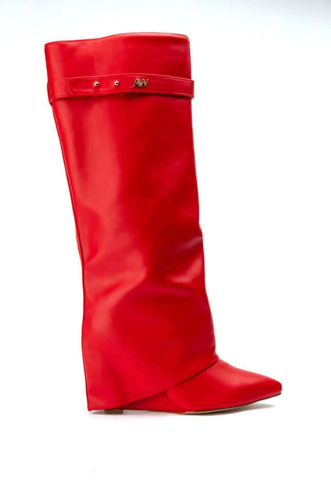 Side View Azalea Wang Stuck On You Wedge Boot In Red