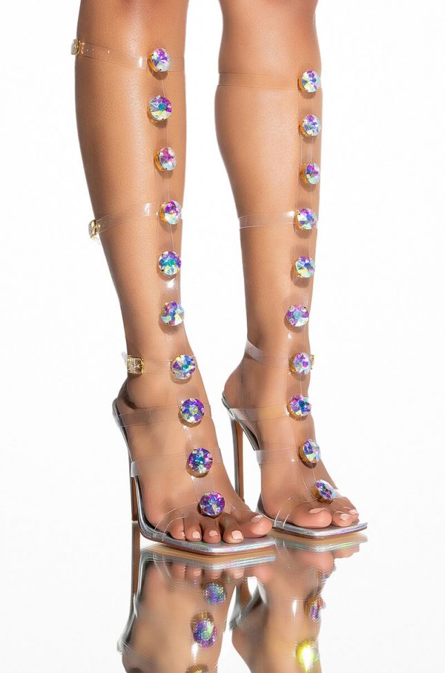 Front View Azalea Wang Sugar And Spice Stiletto Sandal In Hologram