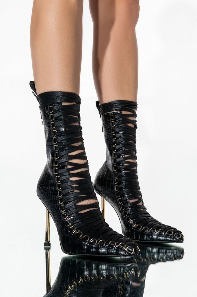 Side View Azalea Wang Tell Me Where You Wanna Go Stiletto Bootie In Black
