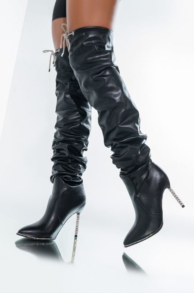 Front View Azalea Wang Up In The Club Stiletto Boot In Black