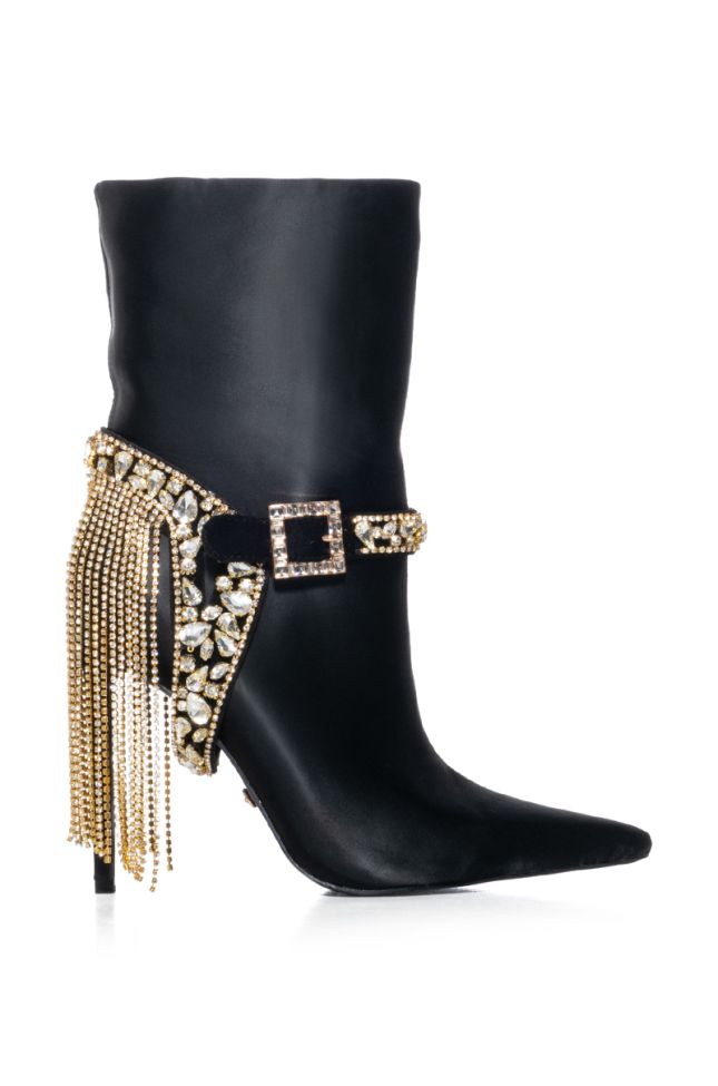 Extra View Azalea Wang What You Made Me Do Embellished Belt Bootie In Black