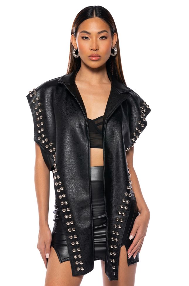 Front View Azalea Wang You Already Know Moto Vest With Front Drape