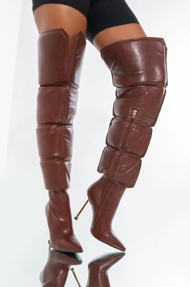 Front View Azalea Wang You Were Just A Lover Stiletto Boot In Brown