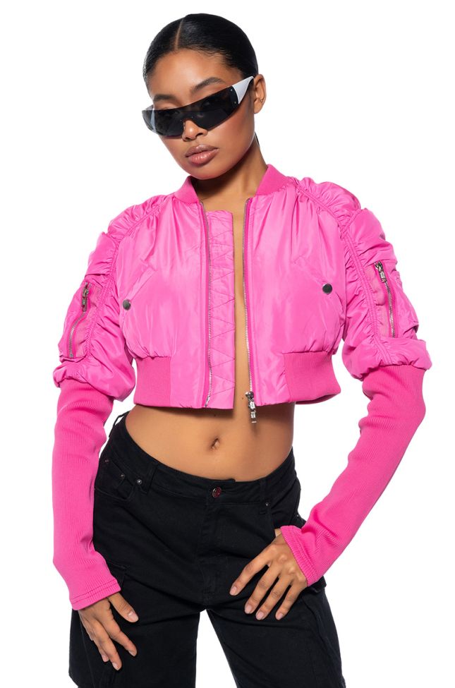 Front View Babbs Skinny Arm Bomber Jacket
