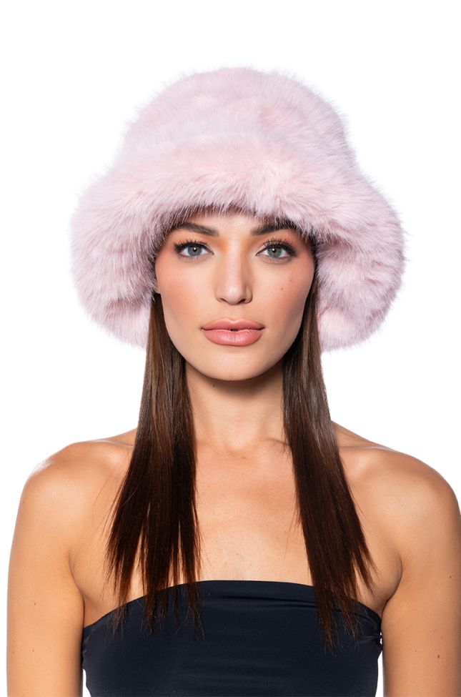 Front View Baby Its Cold Outside Faux Fur Bucket Hat
