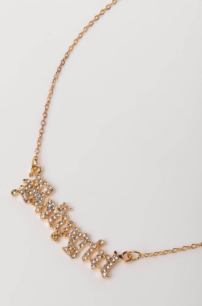 Back View Babygirl Pave Name Plate Necklace in Gold