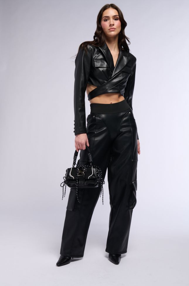 Extra View Back From The Matrix Wide Leg Faux Leather Pant