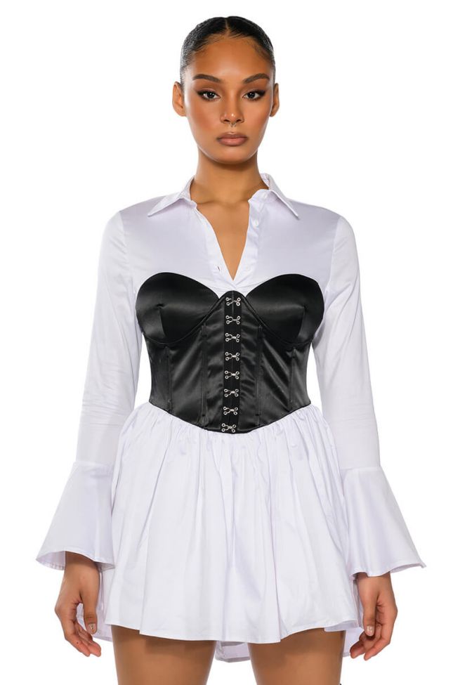 Front View Back To Business Corset Mini Dress