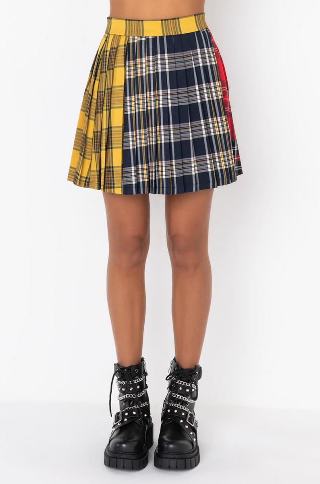 Front View Back To College Pleated Mini Skirt