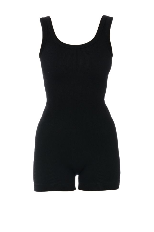 Front View Back To The Basics Scoop Neck Romper