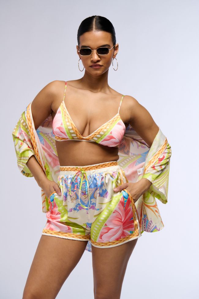 Front View Bahama Mama Printed Bralette Top