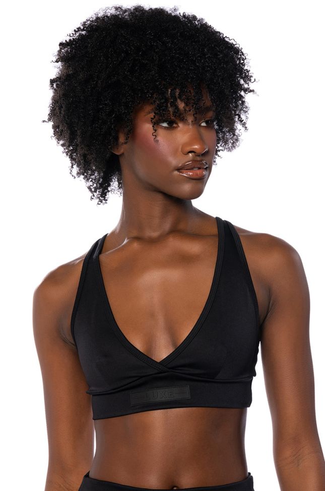 Front View Basic Luxe Bra Top In Black